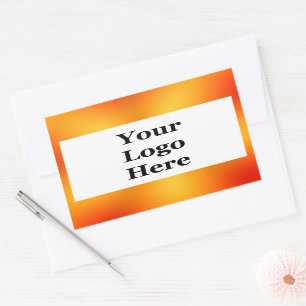 Business Logo White and Orange Gradient Border Rectangular Sticker
