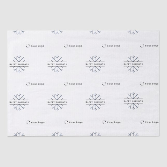 Business Logo White Christmas Snowflake Tissue Paper (Front)