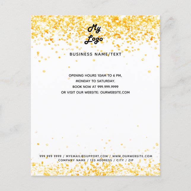 Business logo white gold confetti flyer (Front)