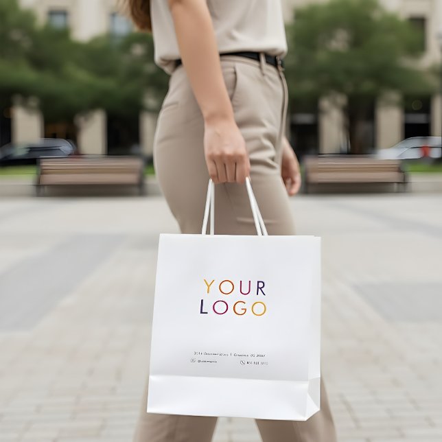 Business Logo White Medium Gift Bag (Creator Uploaded)