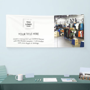 Business Logo   White Minimalist Modern Photo 6'  Banner