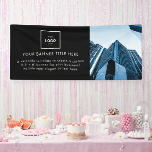 Business Logo White Minimalist Modern Photo 6' Banner