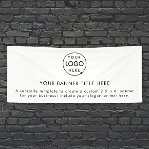 Business Logo   White Minimalist Modern Simple 6' Banner