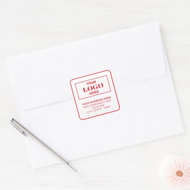 Business Logo White Square Return Address Labels (Envelope)