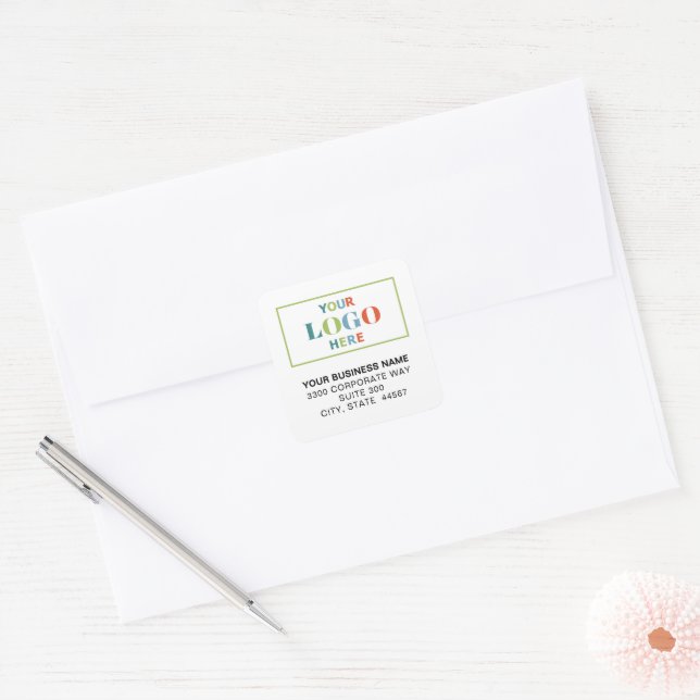 Business Logo White Square Return Address Labels (Envelope)