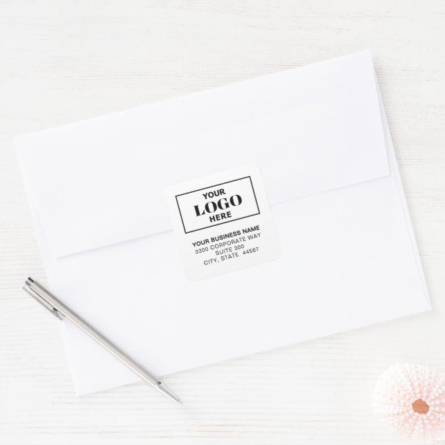 Business Logo White Square Return Address Labels (Envelope)