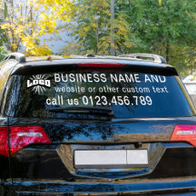 Business logo + white text Horizontal Vinyl Car