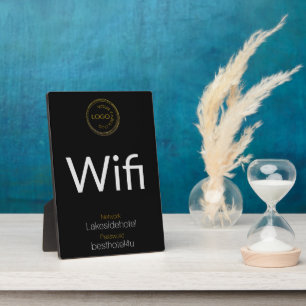 Business Logo Wifi Network Password Black Plaque