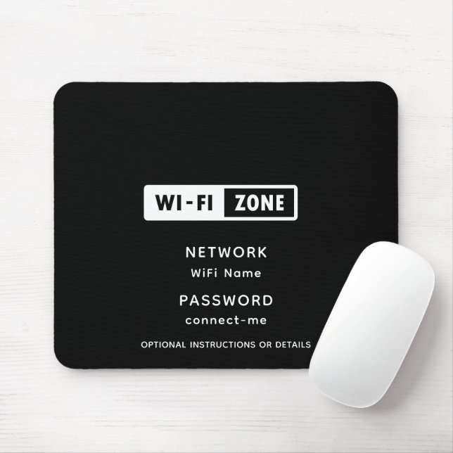 Business Logo WiFi Network & Password Details Mouse Mat (With Mouse)