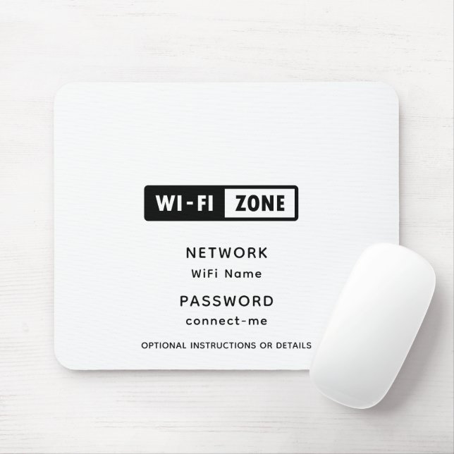 Business Logo WiFi Network & Password Details Mouse Mat (With Mouse)