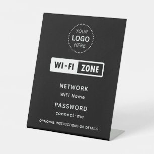 Business Logo WiFi Network & Password Details Pedestal Sign
