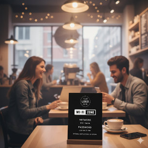 Business Logo WiFi Network & Password Details Plaque