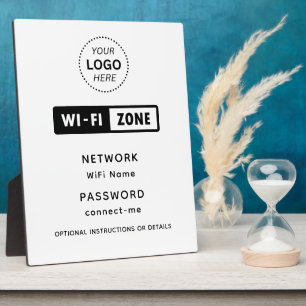 Business Logo WiFi Network & Password Details Plaque