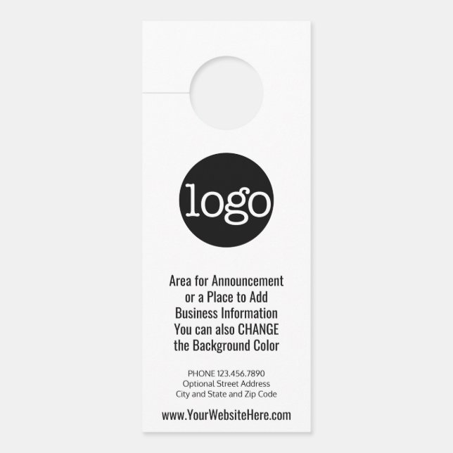 Business Logo with Announcement and Contact Info Door Hanger (Front)