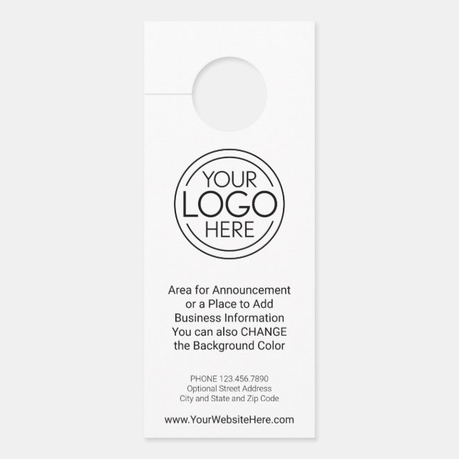 Business Logo with Announcement and Contact Info Door Hanger (Front)