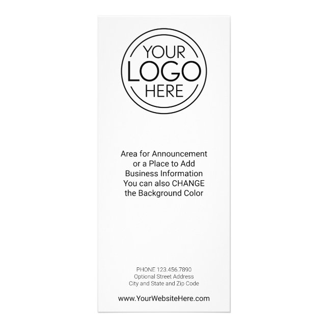 Business Logo with Announcement and Contact Info Rack Card (Front)