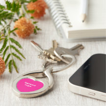 Business Logo With Pink Background on Heart Metal Key Ring