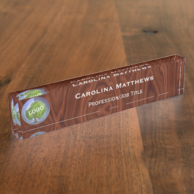 Business Logo Wood Nameplate (Side)