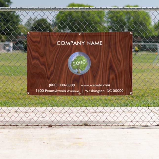 Business Logo Wood Outdoor Banner (Insitu)