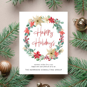 Business Logo Wreath Corporate Christmas Holiday Card