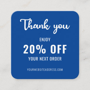 Business Loyalty Promo Elegant QR Code Blue White Discount Card