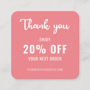 Business Loyalty Promo Elegant QR Code Pink White Discount Card