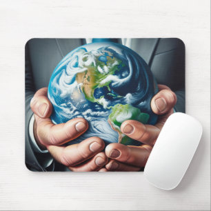 Business Man Holding Planet Earth Mouse Mat