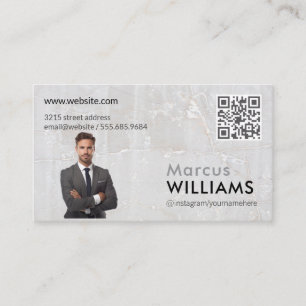 Business Man in Suit   Marble   QR Code Business Card
