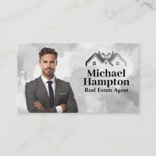 Business Man in Suit   Real Estate Logo Business Card
