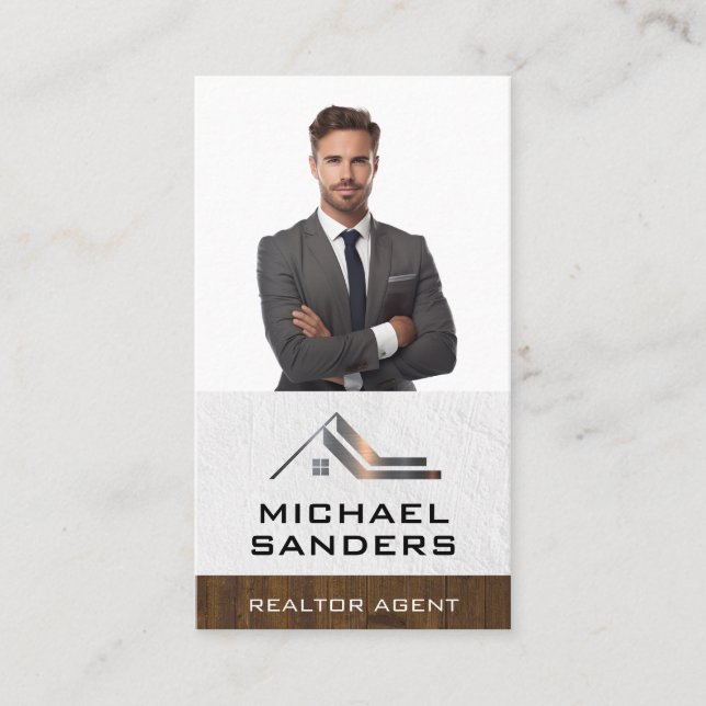 Business Man in Suit Smiling Business Card (Front)