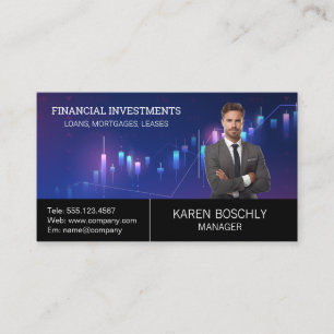 Business Man in Suit Stock Chart Business Card
