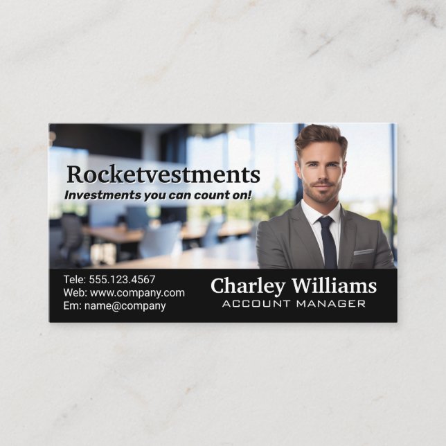 Business Man in the Office | Financial Investor Business Card (Front)