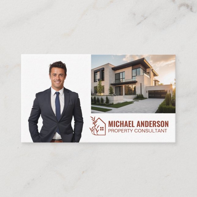 Business Man Smiling | Luxury Real Estate Business Card (Front)