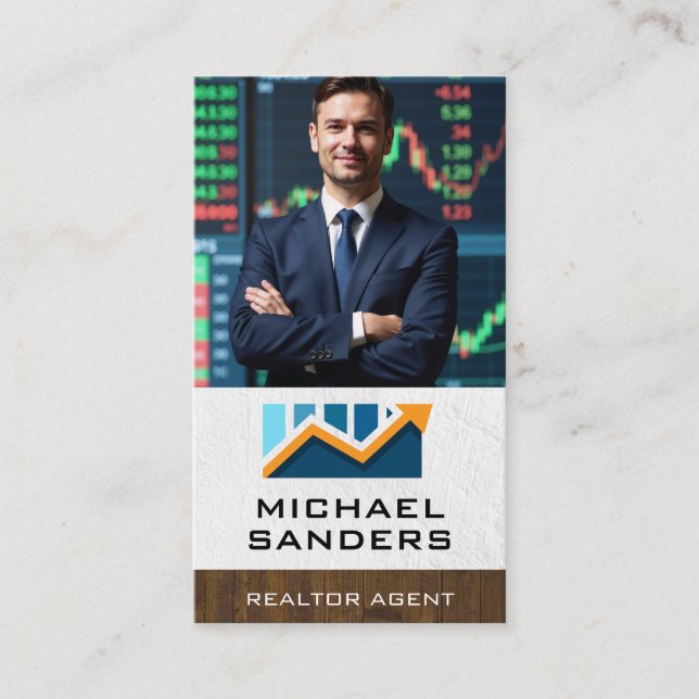 Business Man Smiling | Real Estate / Finance Business Card (Front)