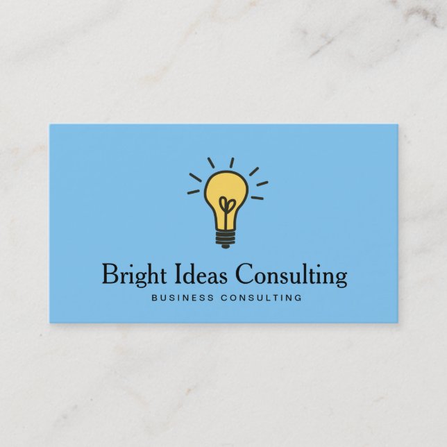 Business Marketing Consultant Light Bulb Logo Business Card (Front)