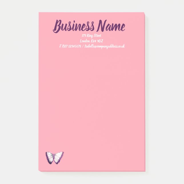 Business Marketing items personalised pink Post-it Notes (Front)