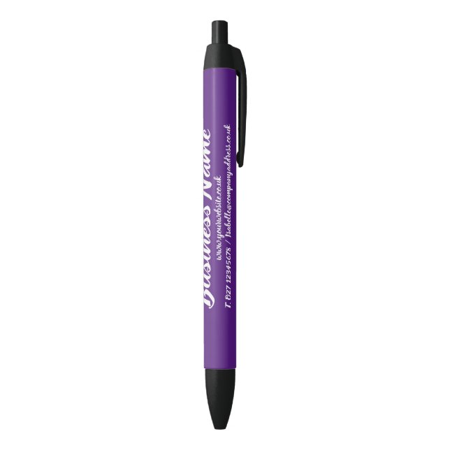 Business Marketing Personalised dark purple Black Ink Pen (Bottom (Vertical))