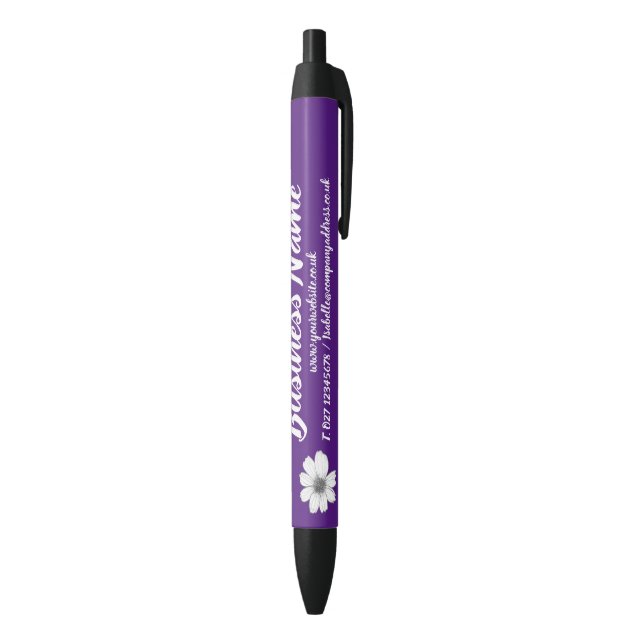 Business Marketing Personalised dark purple Black Ink Pen (Bottom (Vertical))
