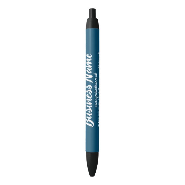 Business Marketing Personalised dark teal Black Ink Pen (Front Vertical)