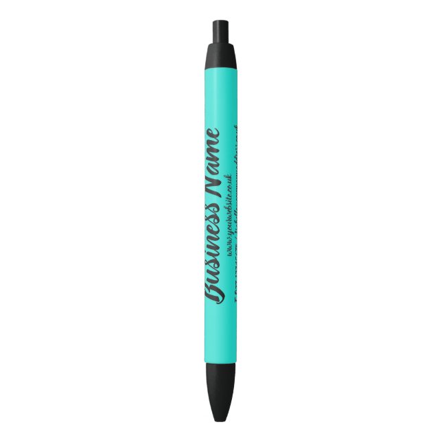 Business Marketing Personalised light teal Black Ink Pen (Front Vertical)