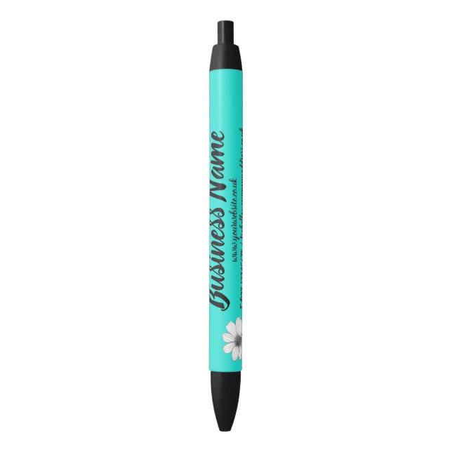 Business Marketing Personalised light teal Black Ink Pen (Front Vertical)
