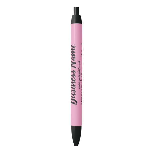 Business Marketing Personalised Pink Black Ink Pen (Front Vertical)