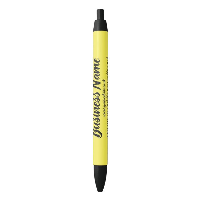Business Marketing Personalised yellow Black Ink Pen (Front Vertical)
