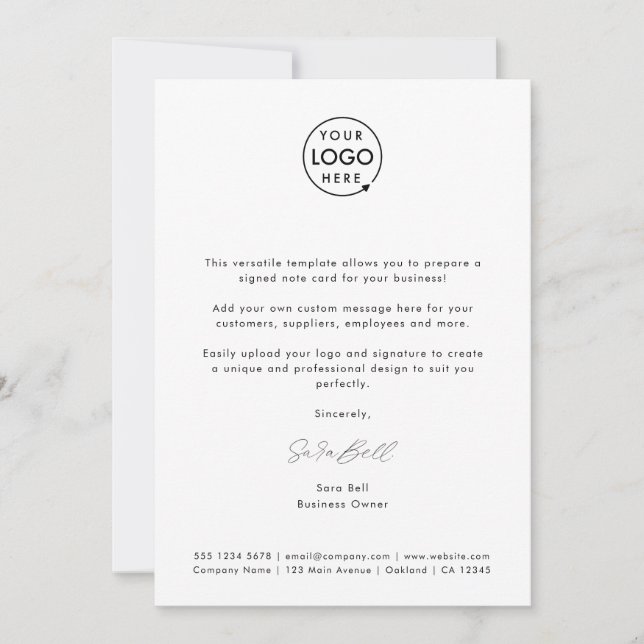 Business Memo | Modern Minimalist Signature Logo Card (Front)