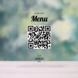 Business Menu QR Code Acrylic Sign