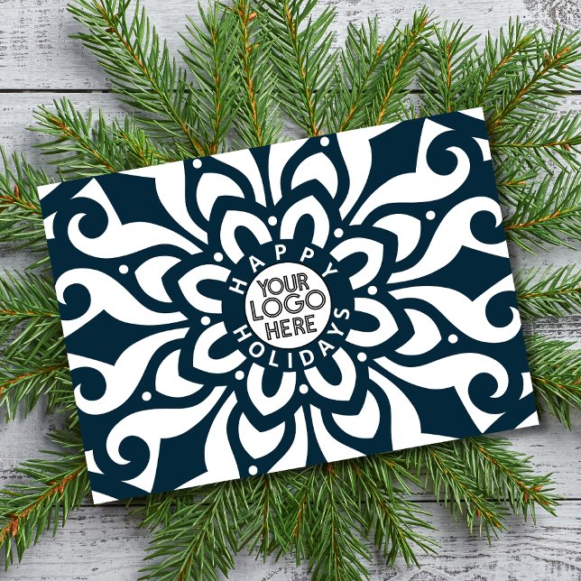 Business Merry Christmas Company Logo Snowflake Holiday Card (Creator Uploaded)