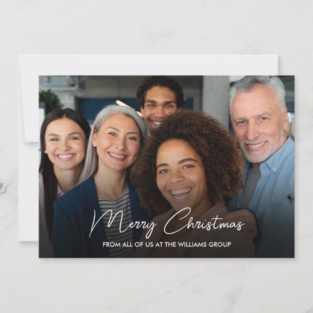 Business Merry Christmas Red Team Photo Holiday Card (Front)