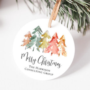 Business Merry Christmas Watercolor Holiday Favour Tags