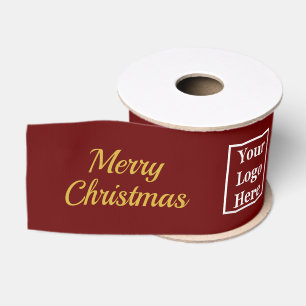 Business Merry Christmas Your Logo Here Dark Red Grosgrain Ribbon