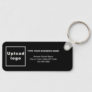 Business Minimal Information Black Rectangle Key Ring